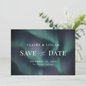 Aurora Nord Lights Winter Save the Date Einladung (Stehend Vorderseite)