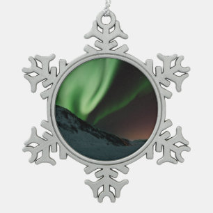 Aurora-Nordlichter Norwegen Schneeflocken Zinn-Ornament