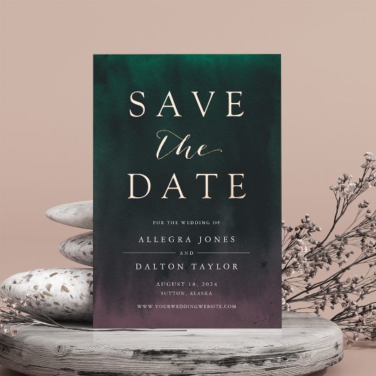 Aurora | Northern Lights Foil Save the Date Card Folieneinladung