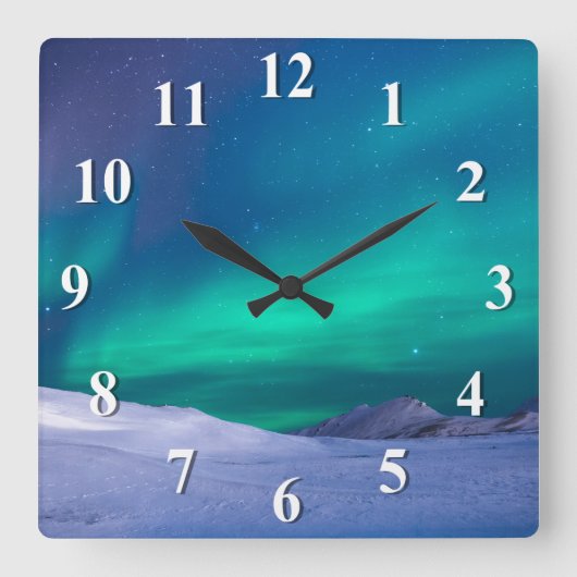 Aurora Northern Lights Quadratische Wanduhr (Vorderseite)