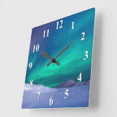 Aurora Northern Lights Quadratische Wanduhr (Winkel)