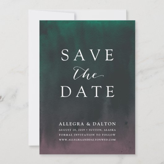 Aurora | Northern Lights Save the Date Card (Vorderseite)