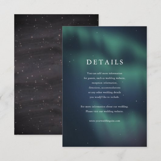 Aurora Northern Lights Wedding Details Card RSVP Karte (Vorne/Hinten)