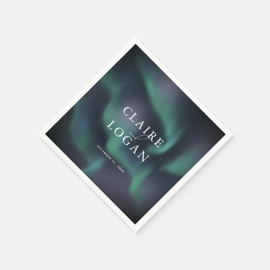 Aurora Northern Lights Wedding Serviette (Ecke)