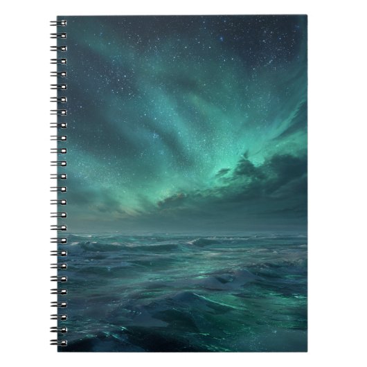 Aurora Ocean Glow Green Night Sky Notebook Notizblock (Vorderseite)
