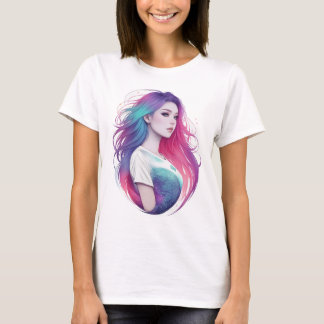 Aurora Pastell Meerjungfrau Mädchen Fantasy Kunst T-Shirt