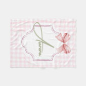 Aurora Personalisiert Pink Bow & Gingham Print Fleecedecke (Vorderseite (Horizontal))