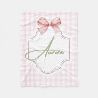 Aurora Personalisiert Pink Bow & Gingham Print Fleecedecke