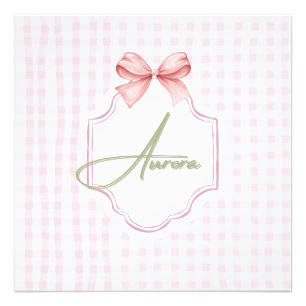 Aurora Personalisiert Pink Bow & Gingham Print Fotodruck