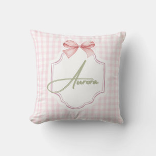 Aurora Personalisiert Pink Bow & Gingham Print Kissen