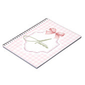 Aurora Personalisiert Pink Bow & Gingham Print Notizblock (Linke Seite)