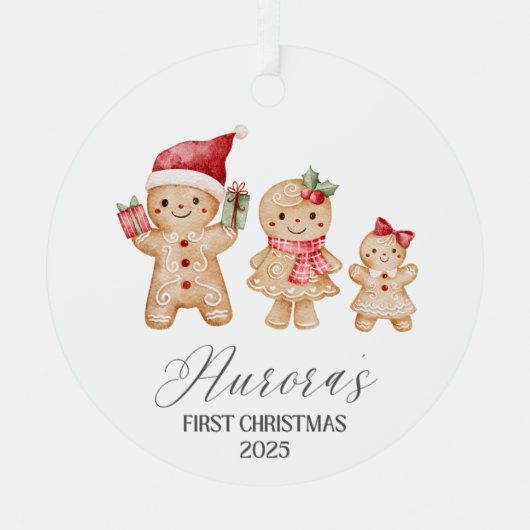 Aurora Personalized Baby's First Christmas Ornament Aus Metall (Vorderseite)