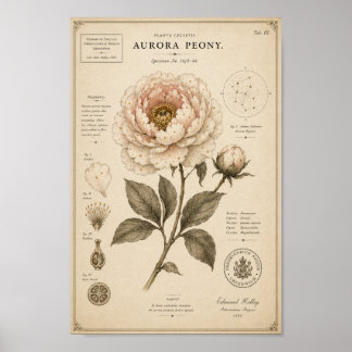 Aurora-Pfingstrose Victorian Botanical Museum Druc Poster