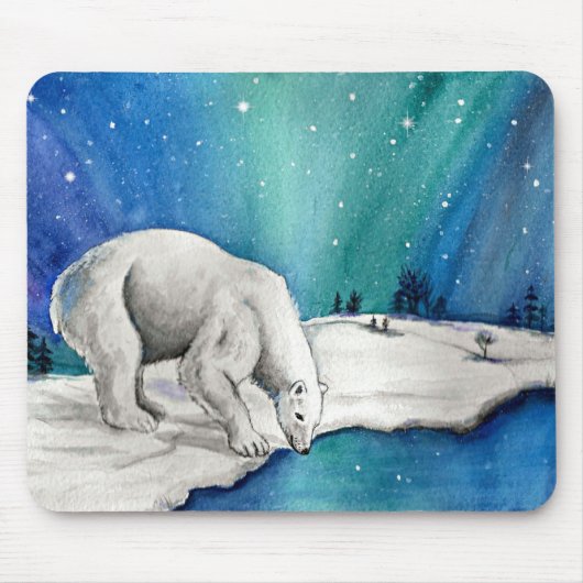 Aurora Polar Bear Mousepad (Vorne)