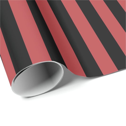 Aurora-Rot-Schwarz gestreift Geschenkpapier (Rolleneckpunkt)