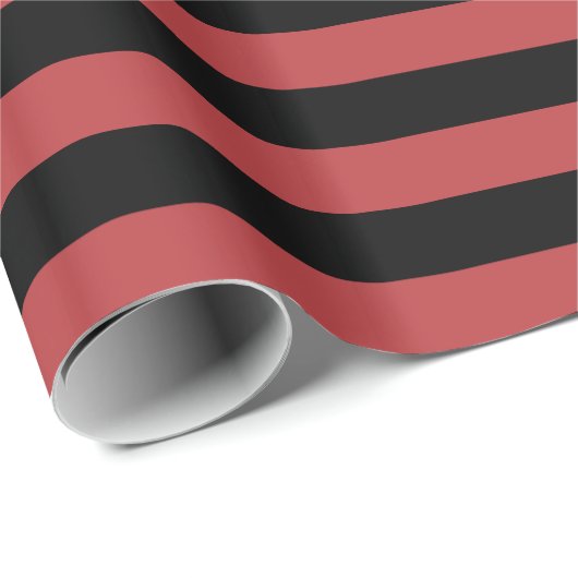 Aurora-Rot-Schwarz gestreift Geschenkpapier (Rolleneckpunkt)