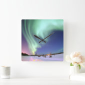 Aurora - Schöne Nordlichter Quadratische Wanduhr (Zuhause)