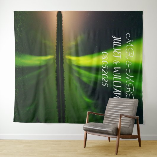 Aurora Script Mr. & Mrs. Wedding Backdrop Banner Wandteppich (Beispiel (Horizontal))