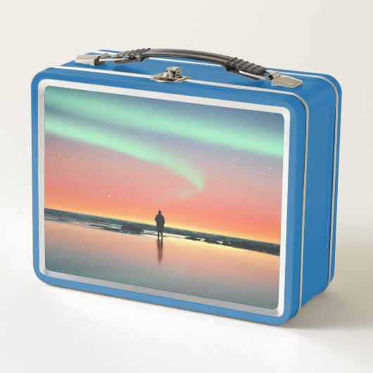 Aurora Sea Man Sunrise Light Aurora Borealis Metall Brotdose (Vorderseite)