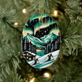 Aurora Ski Adventure Keramik Ornament