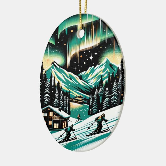 Aurora Ski Adventure Keramik Ornament (Links)