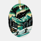 Aurora Ski Adventure Keramik Ornament (Hinten)
