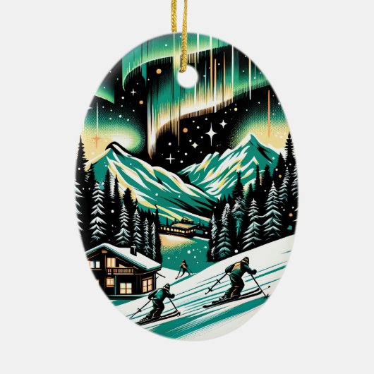 Aurora Ski Adventure Keramik Ornament (Hinten)