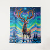 Aurora Stag: Magie in der Nacht Wandteppich (Vorderseite)