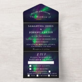 Aurora Starry Night Stars Northern Lights Wedding All In One Einladung (Innen Boden)