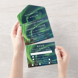 Aurora Starry Night Stars Sky Wedding All in one a All In One Einladung