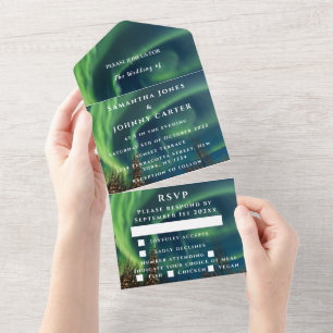 Aurora Starry Night Stars Sky Wedding All in one a Einladung