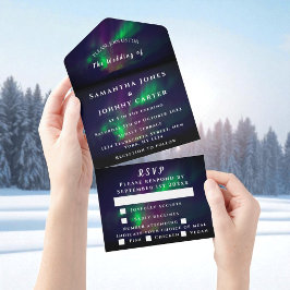 Aurora Starry Night Stars Sky Wedding All in One I Einladung