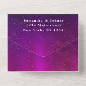 Aurora Starry Night Stars Sky Wedding Lila All In One Einladung (Rückseite)