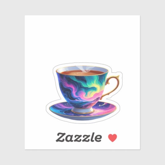 Aurora Teacup Sticker: Magisches kosmisches Design Aufkleber (Blatt)