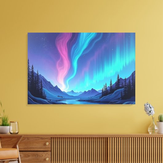Aurora Tide – Premium 36"x24" Fluid Art Canvas Leinwanddruck (Insitu (Wohnzimmer))