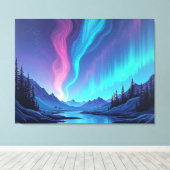 Aurora Tide – Premium 40"x32" Fluid Art Canvas Leinwanddruck (Insitu (Holzboden))
