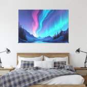 Aurora Tide – Premium 60"x40" Fluid Art Canvas Leinwanddruck (Insitu (Schlafzimmer))