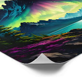 Aurora Über den Bergsee Poster (Ecke)