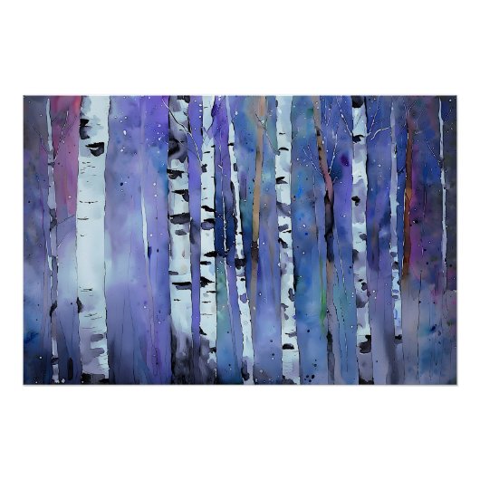 Aurora unter der Birke Poster (Vorderseite)