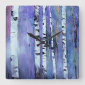 Aurora unter der Birke Quadratische Wanduhr (Vorderseite)