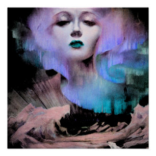Aurora von Clive Henry blau Türkis lila Nacht Poster