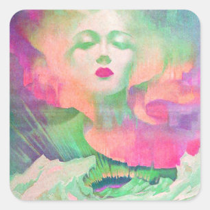 Aurora von Clive Henry farbenfrohes Rosa Quadratischer Aufkleber