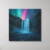 Aurora Wasserfall Leinwand - Mystische Natur Print (Vorderseite)