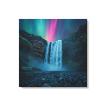 Aurora Wasserfall Leinwand - Mystische Natur Print