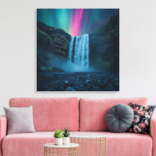 Aurora Wasserfall Leinwand - Mystische Natur Print
