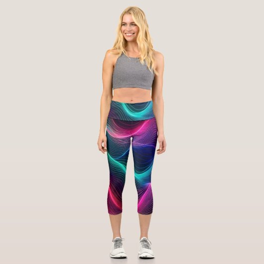 Aurora Wave Caprihose mit hoher Taille Capri Leggings (Vorderseite)