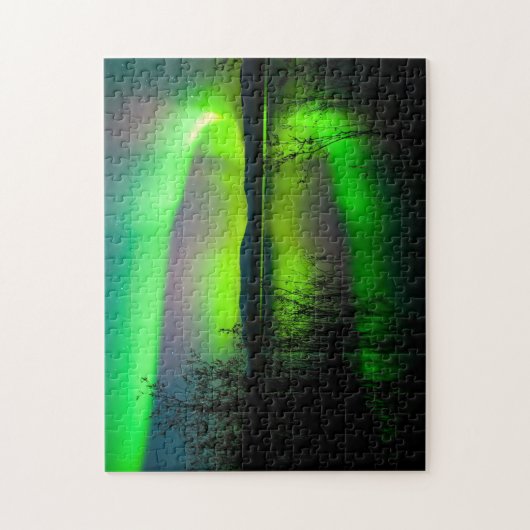 Aurora widergespiegelt auf See - Puzzlespiel Puzzle (Vertikal)