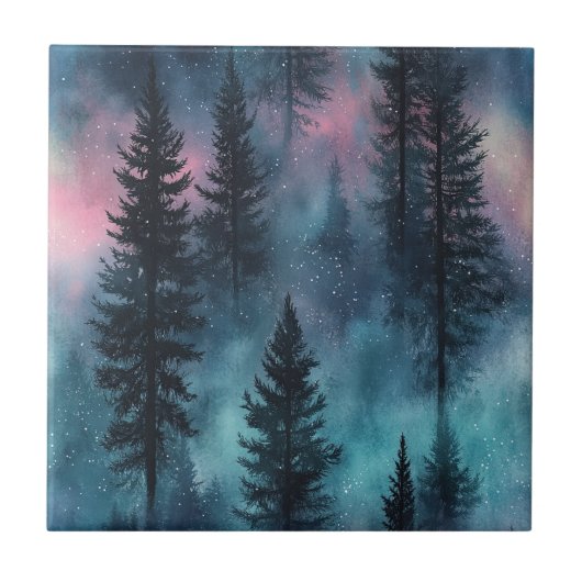 Aurora-Wildnis-Muster Fliese (Vorderseite)