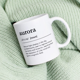 Aurora Wortdefinition schwarze Typografie minimali Kaffeetasse