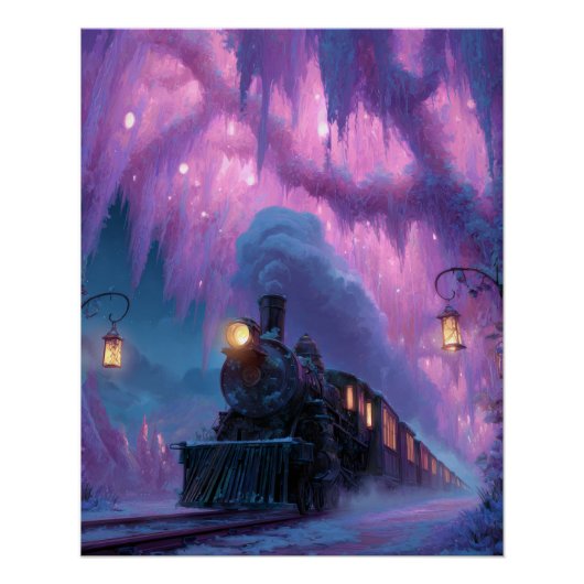 Aurora-Zug-Tunnel Lila Fantasy Kunst Poster (Vorderseite)